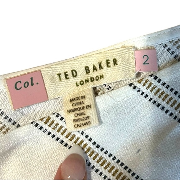 Ted Baker Linen Zelma cropped striped vneck linen blend jumpsuit US 6 EUC - Picture 5 of 10